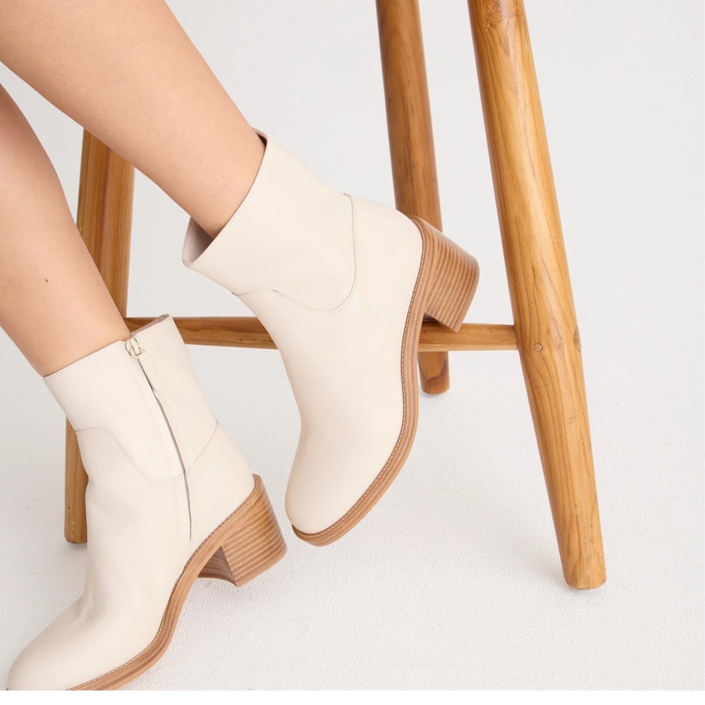 NWT J.CREW Stacked-heel ankle boots in leather
